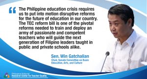 Sen. Gatchalian delivers sponsorship speech on TEC reform bill
