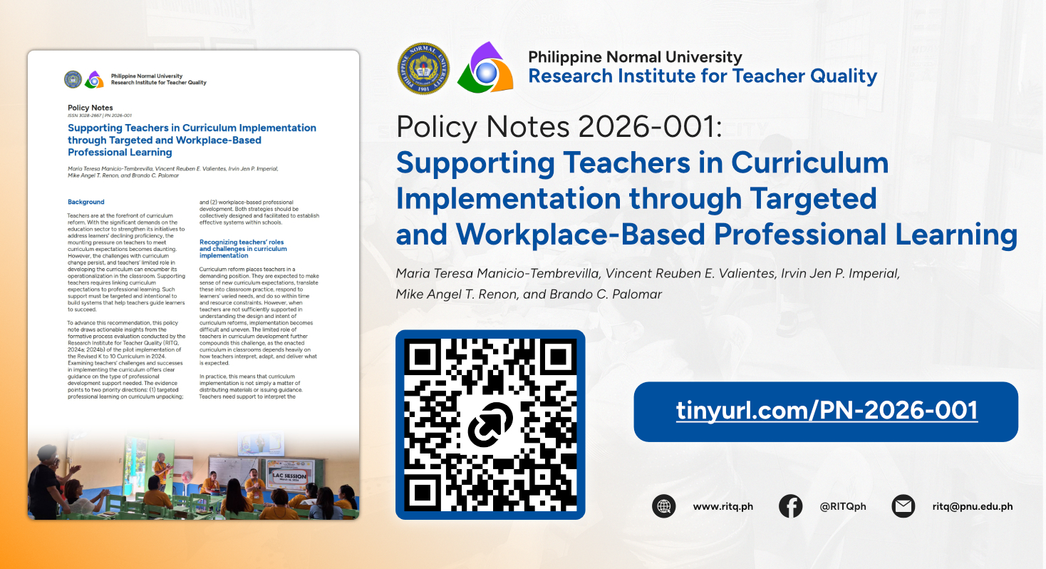 RITQ Releases New Policy Note on Supporting Teachers with the New Curriculum