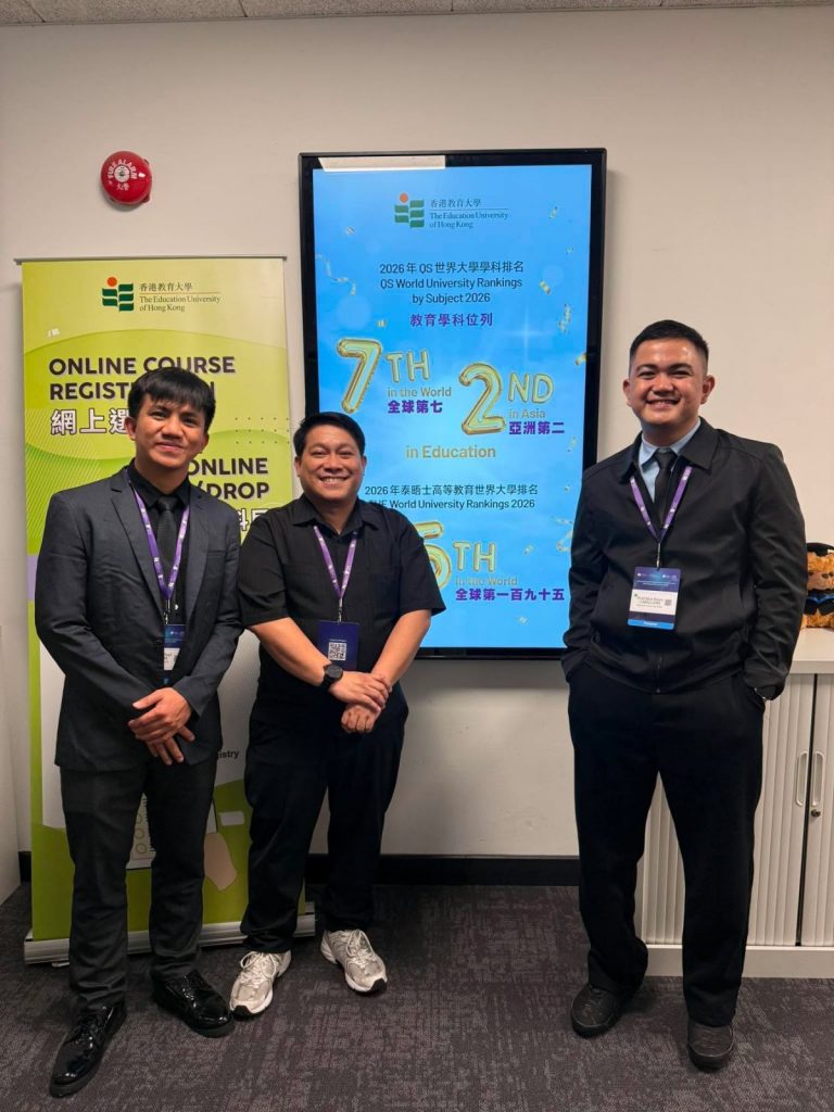 A group photo of Dr. Palomar and his two PhD students at the Philippine Normal University, Mr. Kenneth Paul Gallema and Mr. Bryl Dovic Caballero.